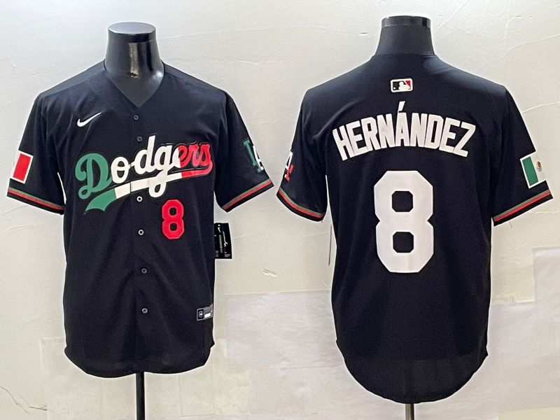 Men Los Angeles Dodgers #8 Hernandez Black Mexico Nike 2025 MLB Jersey style 5